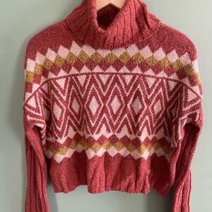 Groovy Geometric Patterned Red Sweater